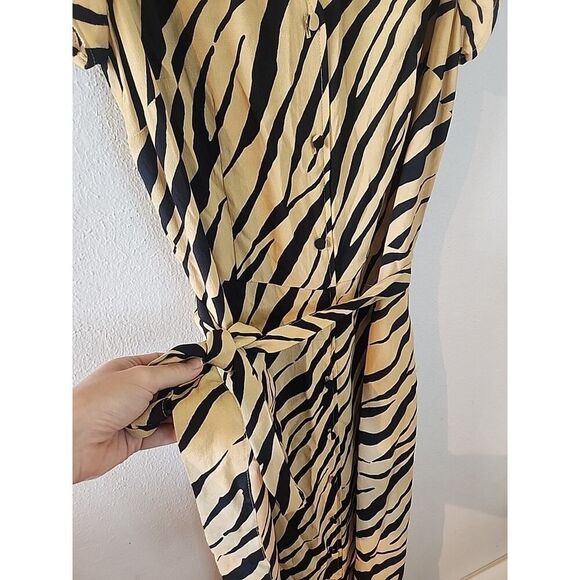 Talbots Floral Maxi Dress Size 12 NWT Animal Print Black Beige Striped - Picture 3 of 6